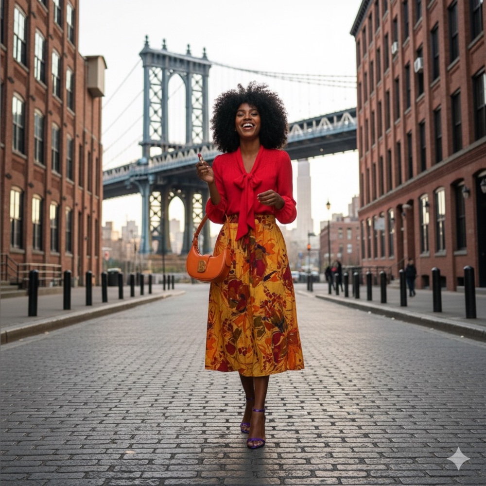 VINTAGE STATEMENT MIDI SKIRT